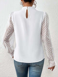 Mock Neck Flounce Sleeve Blouse - Trendsi - Flyclothing LLC