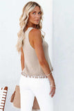 Openwork Tassel Hem Knit Tank - Trendsi - Flyclothing LLC