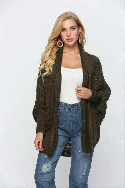 Open Front Batwing Sleeve Cardigan - Trendsi - Flyclothing LLC