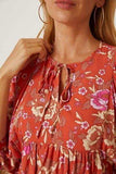 Floral Tie Neck Half Sleeve Dress - Trendsi - Flyclothing LLC