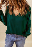 Notched Neck Lantern Sleeve Blouse - Trendsi - Flyclothing LLC