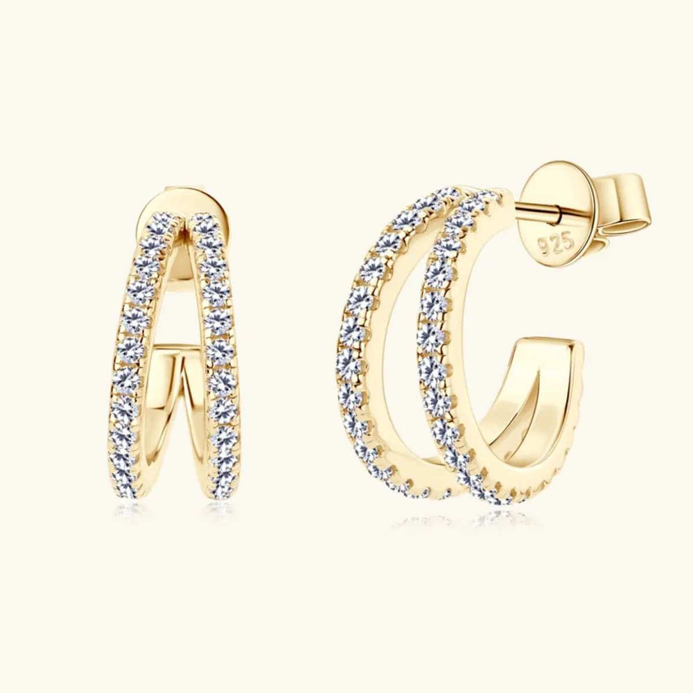 Moissanite 925 Sterling Silver C-Hoop Earrings - Trendsi - Flyclothing LLC