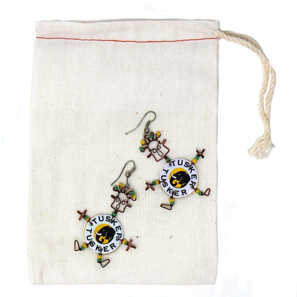 Recycled Tusker Bottle Cap Dancing Girl Earrings - Creative Alternatives - Creative Alternatives - Flyclothing LLC