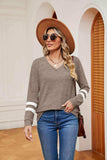 V-Neck Long Sleeve T-Shirt - Trendsi - Flyclothing LLC