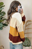 Color Block Round Neck Long Sleeve Sweater - Trendsi - Flyclothing LLC