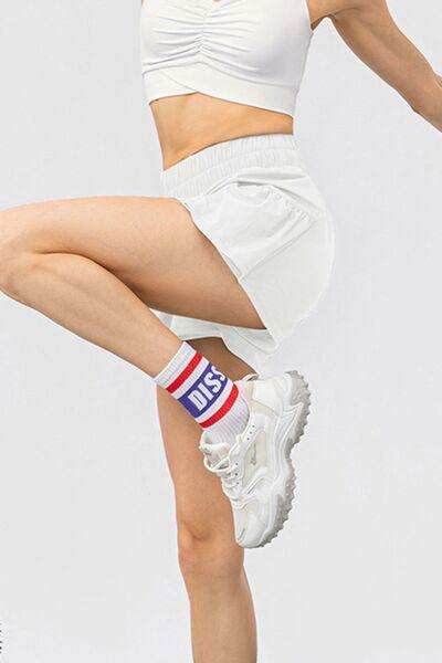 Elastic Waist Pocketed Active Shorts - Trendsi - Flyclothing LLC