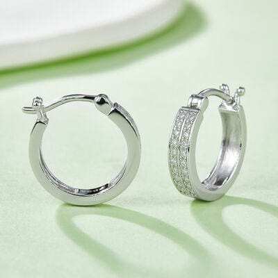 Moissanite 925 Sterling Silver Huggie Earrings - Trendsi - Flyclothing LLC