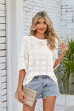 Ribbed Trim Round Neck Knit Top - Trendsi - Flyclothing LLC