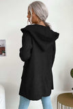 Ribbed Open Front Hooded Cardigan with Pockets - Trendsi - Flyclothing LLC