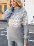 Turtleneck Lantern Sleeve Sweater - Trendsi - Flyclothing LLC
