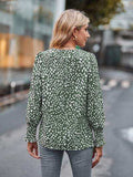 Printed V-Neck Lantern Sleeve Blouse - Trendsi - Flyclothing LLC