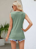 Eyelet Lace Detail V-Neck Tank - Trendsi - Flyclothing LLC