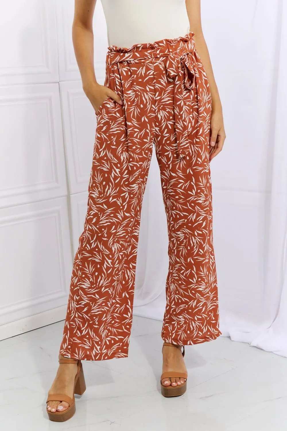 Heimish Right Angle Full Size Geometric Printed Pants in Red Orange - Trendsi - Flyclothing LLC
