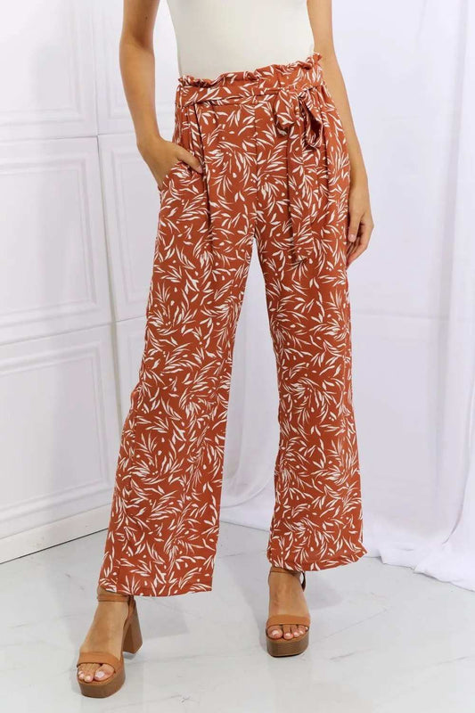 Heimish Right Angle Full Size Geometric Printed Pants in Red Orange - Trendsi - Flyclothing LLC