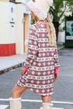 Christmas Pattern Half Button Dress - Trendsi - Flyclothing LLC