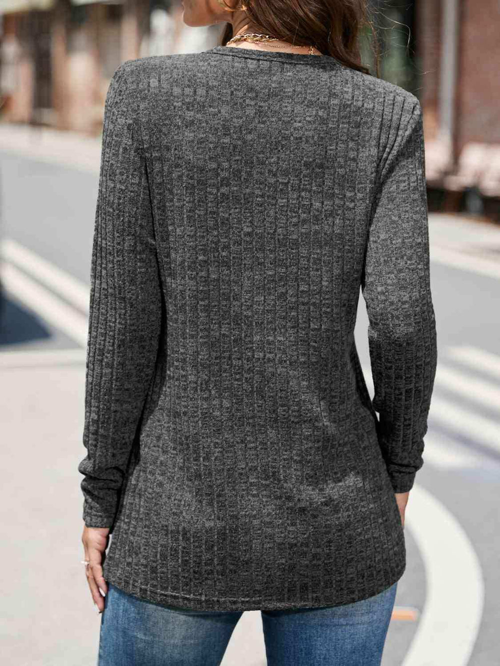 Round Neck Long Sleeve T-Shirt - Trendsi - Flyclothing LLC