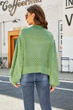 Openwork Pompom Puff Sleeve Cardigan - Trendsi - Flyclothing LLC