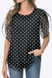 Printed Round Neck Curved Hem Blouse - Trendsi - Flyclothing LLC