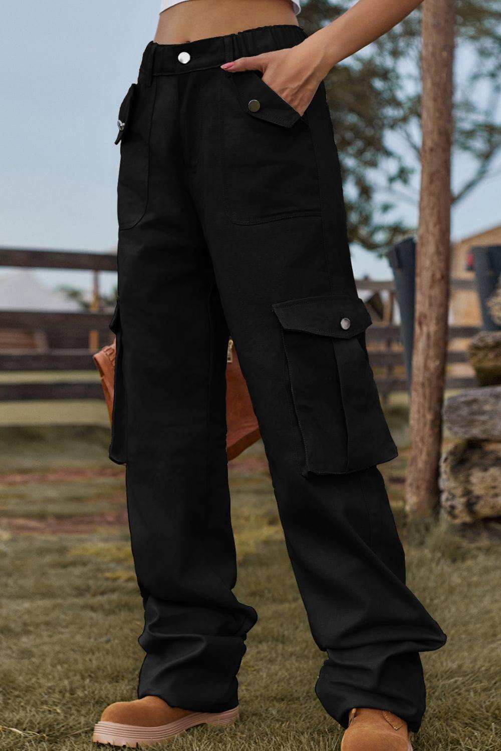 Loose Fit Long Jeans with Pockets - Trendsi - Flyclothing LLC