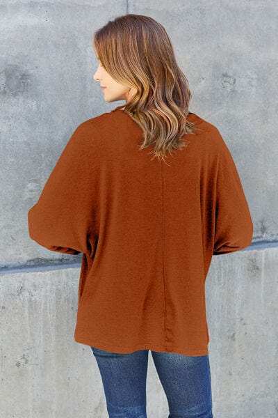 Double Take Full Size Round Neck Long Sleeve T-Shirt - Trendsi - Flyclothing LLC