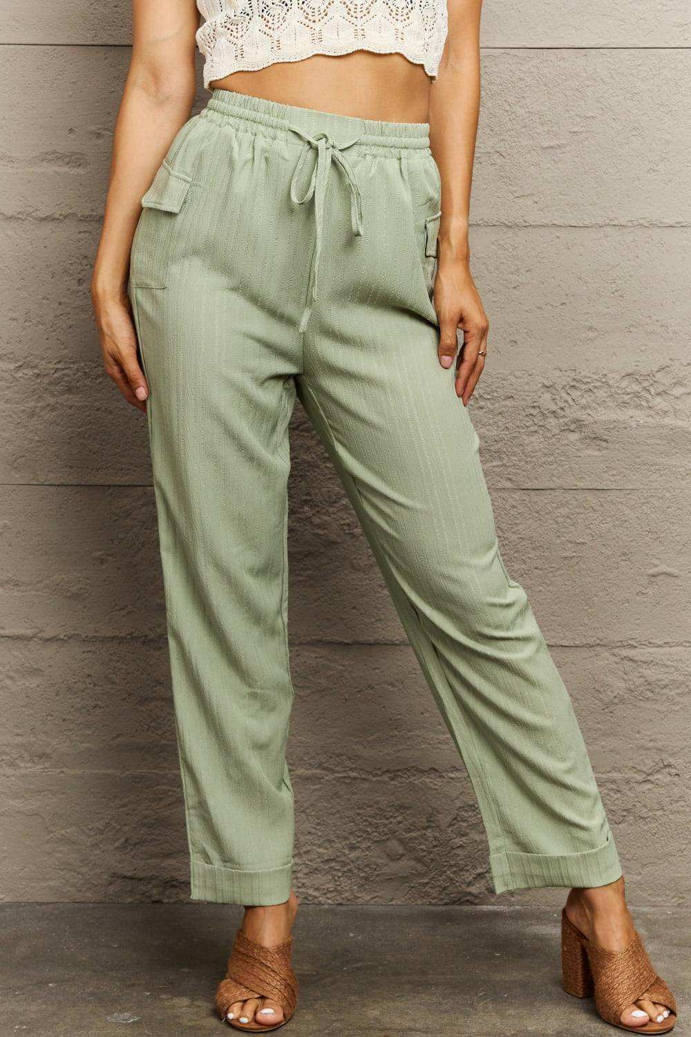 Tie Waist Long Pants - Trendsi - Flyclothing LLC