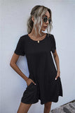 Round Neck Short Sleeve Mini Dress - Trendsi - Flyclothing LLC