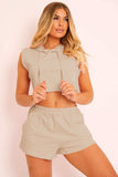 Hooded Crop Top & Pocketed Shorts Set - Trendsi - Flyclothing LLC