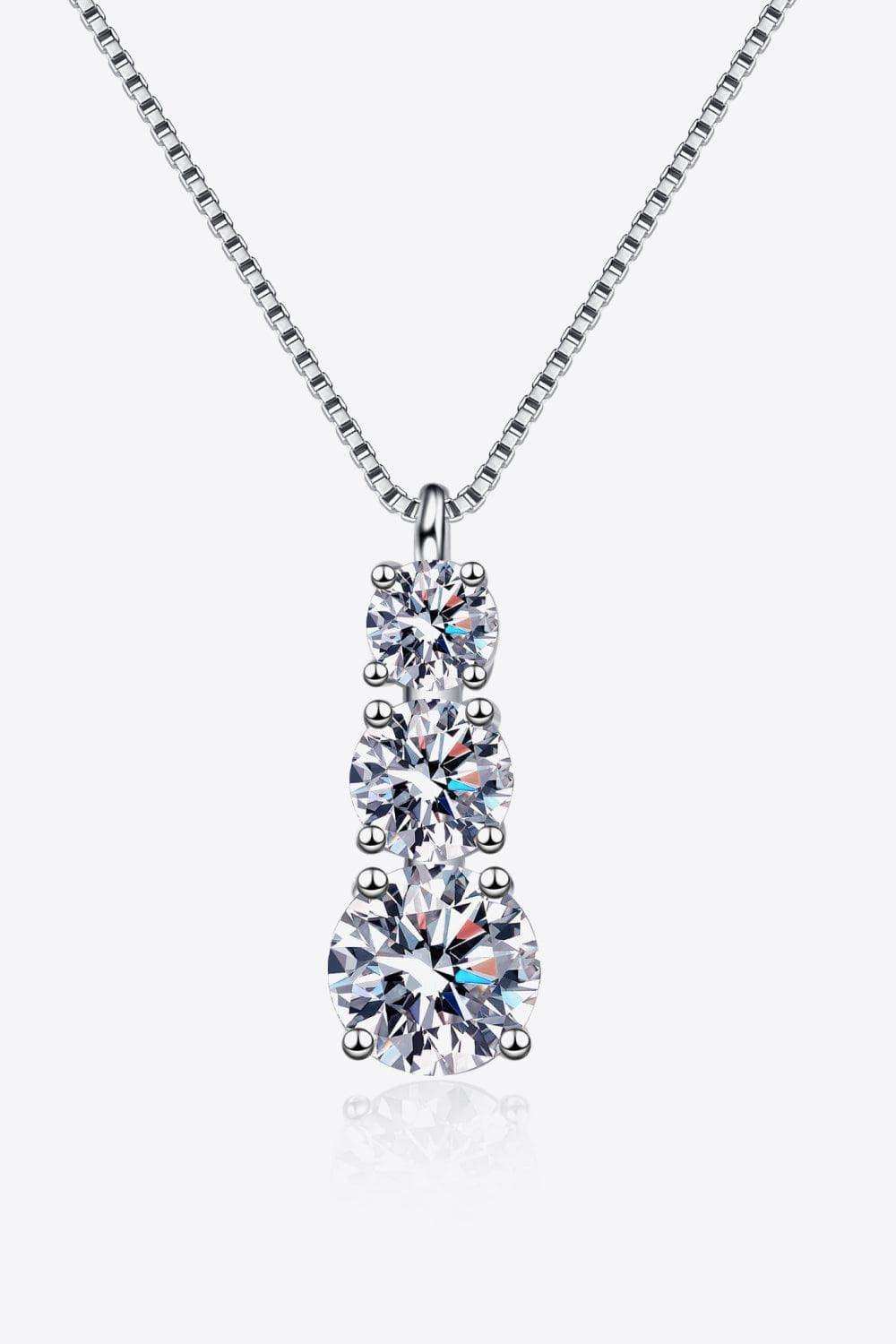 1.8 Carat Moissanite Triple-Pendant Necklace - Trendsi - Flyclothing LLC