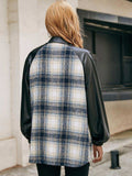 Plaid Button Down Raglan Sleeve Jacket - Trendsi - Flyclothing LLC