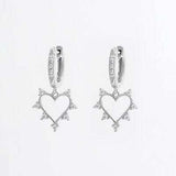 925 Sterling Silver Inlaid Zircon Heart Dangle Earrings - Trendsi - Flyclothing LLC