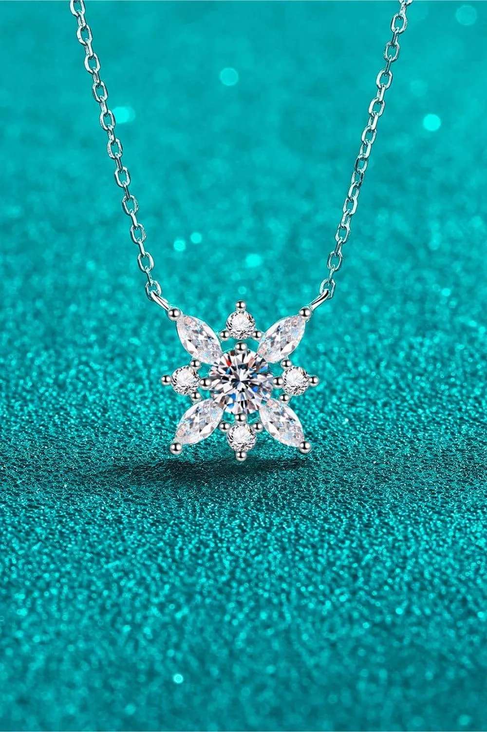 Moissanite Rhodium-Plated Necklace - Trendsi - Flyclothing LLC