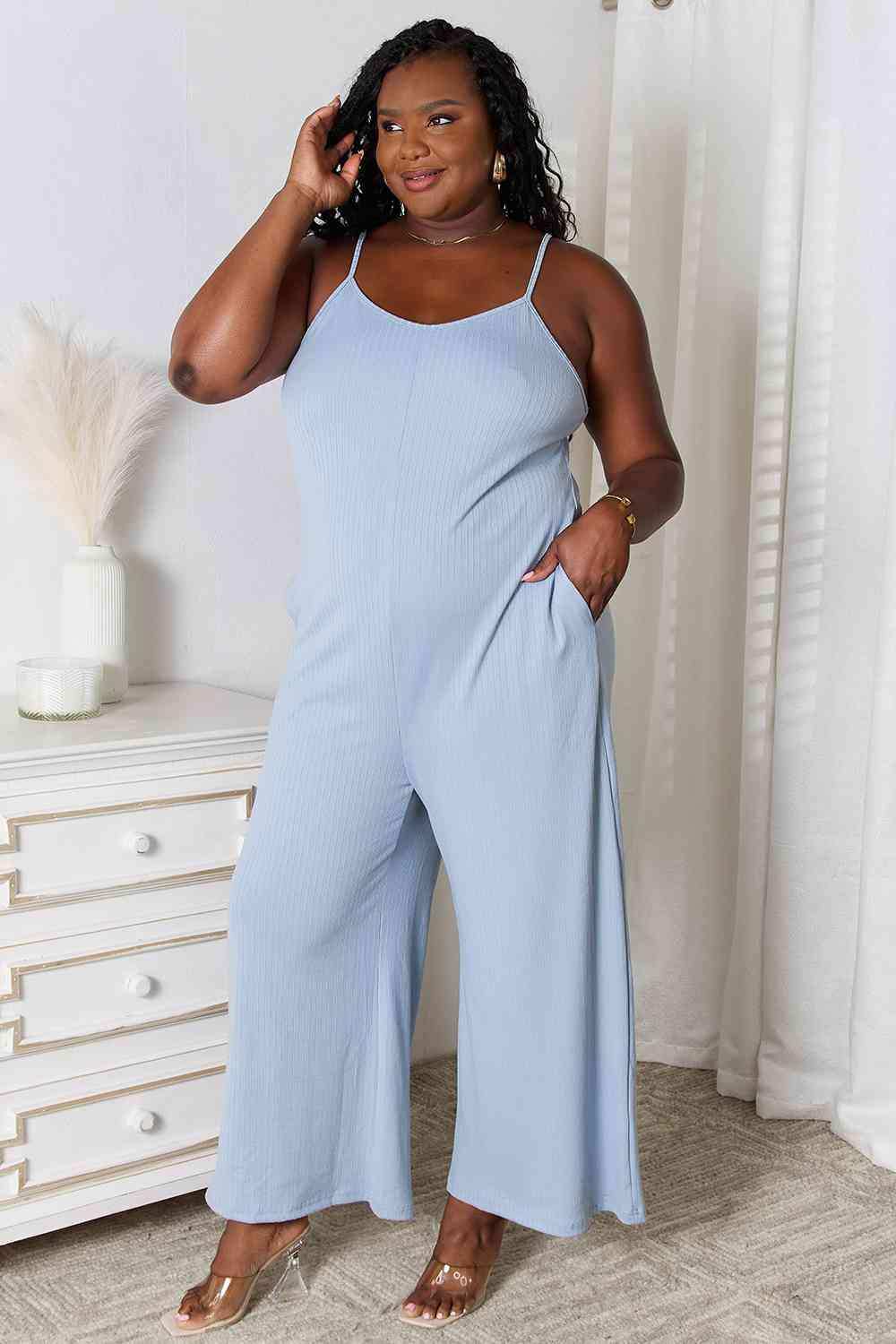 Basic Bae Full Size Spaghetti Strap V-Neck Jumpsuit - Trendsi - Flyclothing LLC