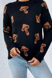 Graphic Mock Neck Dropped Shoulder Sweater - Trendsi - Flyclothing LLC