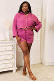 Basic Bae Buttoned Long Sleeve Top and Shorts Set - Trendsi - Flyclothing LLC