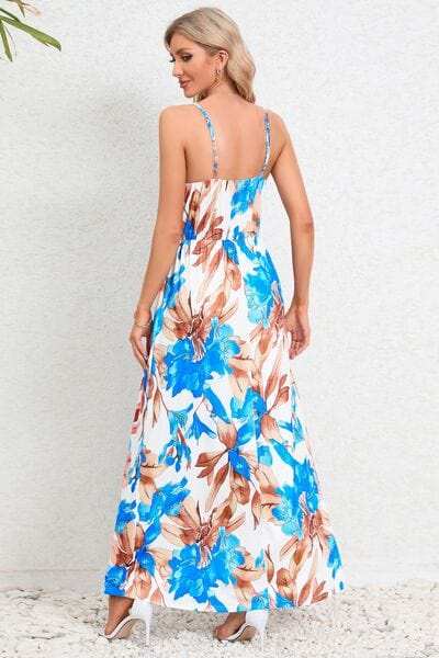 Printed Surplice Maxi Cami Dress - Trendsi - Flyclothing LLC