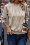 Texture Round Neck Long Sleeve Sweatshirt - Trendsi - Flyclothing LLC