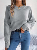 Round Neck Long Sleeve Sweater - Trendsi - Flyclothing LLC