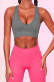 Scoop Neck Wide Strap Active Bra - Trendsi - Flyclothing LLC