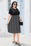 Round Neck Short Sleeve Printed Dress - Trendsi - Flyclothing LLC