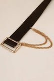 PU Leather Wide Belt with Chain - Trendsi - Flyclothing LLC