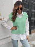 Cable-knit V-Neck Sweater Vest - Trendsi - Flyclothing LLC