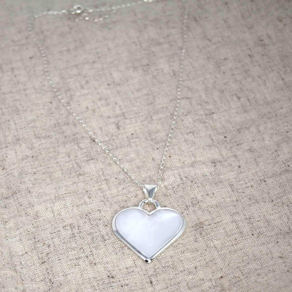 Corazon Blanco White Heart Pendant with Chain - Artisana - Flyclothing LLC