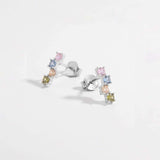 925 Sterling Silver Inlaid Zircon Earrings - Trendsi - Flyclothing LLC