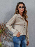 Half Button Dropped Shoulder Blouse - Trendsi - Flyclothing LLC