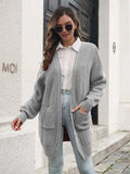 Open Front Rib-Knit Cardigan with Pockets - Trendsi - Flyclothing LLC