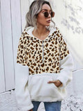 Leopard Half-Zip Dropped Shoulder Hoodie - Trendsi - Flyclothing LLC