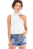 Asymmetrical Sleeveless Rib-Knit Top - Trendsi - Flyclothing LLC