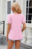 Eyelet Short Sleeve T-Shirt - Trendsi - Flyclothing LLC