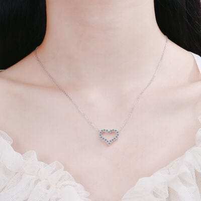 Moissanite 925 Sterling Silver Heart Shape Necklace - Trendsi - Flyclothing LLC