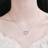 Moissanite 925 Sterling Silver Heart Shape Necklace - Trendsi - Flyclothing LLC